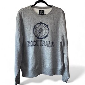 ’47 Brand University of Kansas Rock Chalk Crewneck Sweatshirt Gray XL